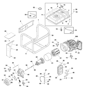 Main Unit Diagram and Parts List for 030736-02  Briggs and Stratton Generator